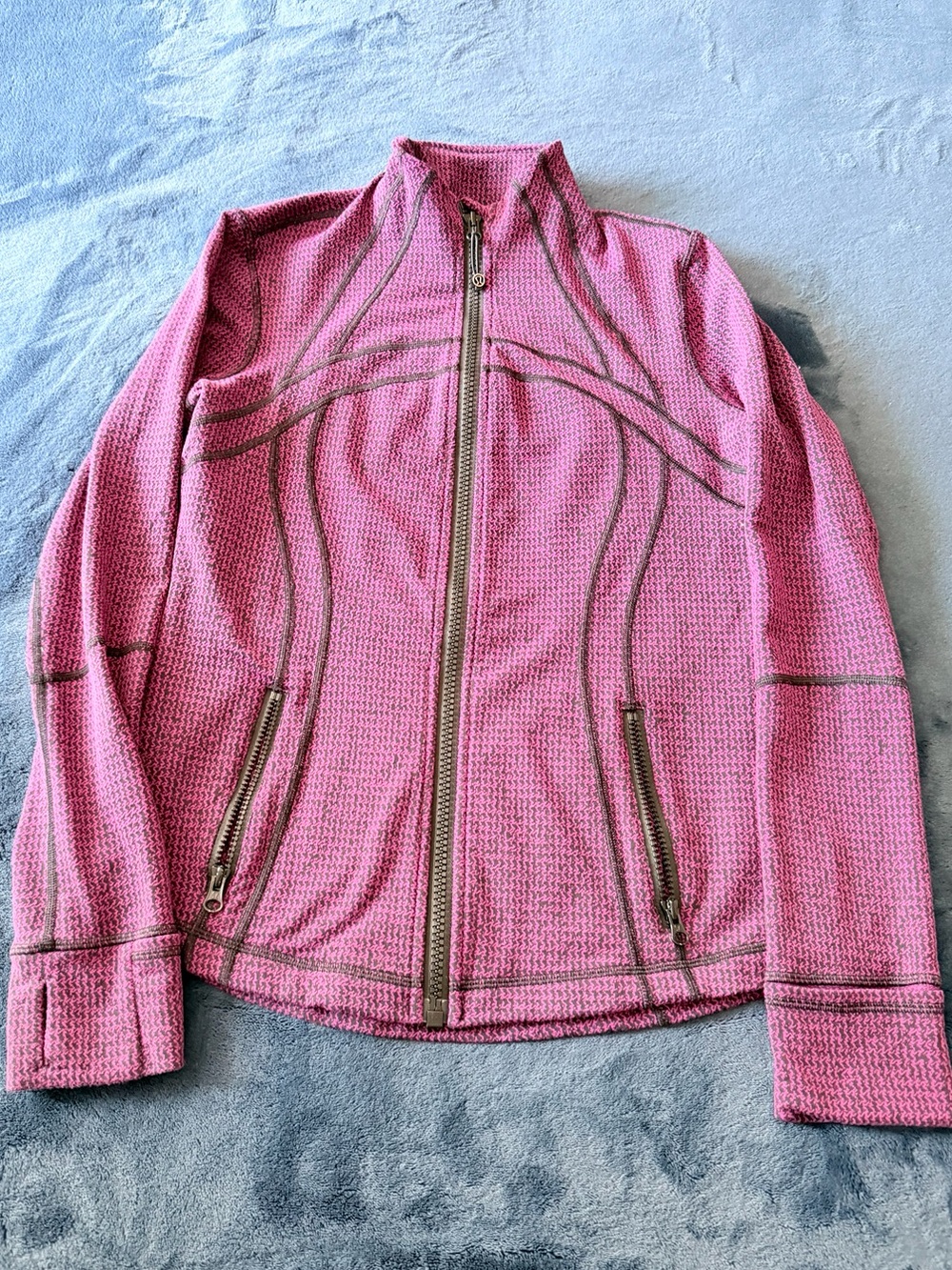 Lululemon Define Jacket Pink Black Houndstooth Menswear Womens Medium Full Zip